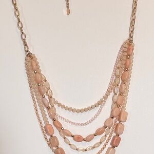 LOFT Peach and Cream Multi-Strand Beaded Necklace